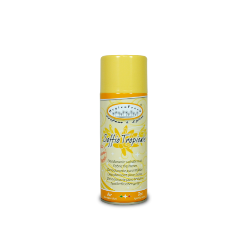 Hygienfresh Soffio Tropicale spray è un deodorante salvatessuti con speciale formula mangiaodori.